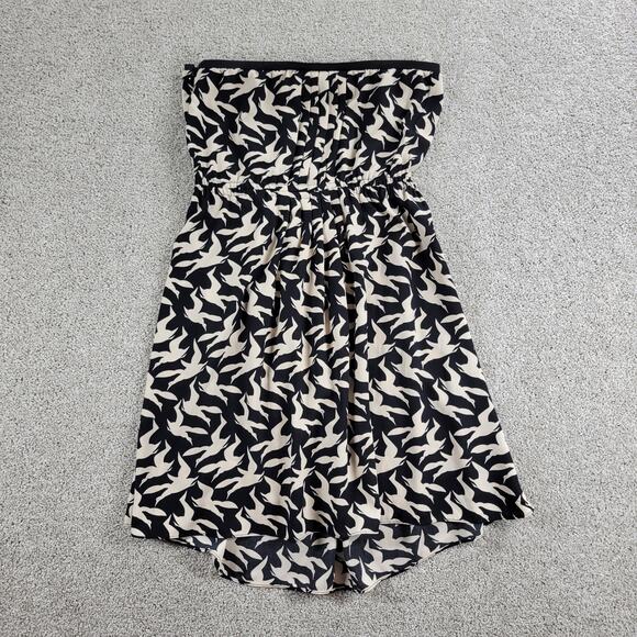 RACHEL Rachel Roy Strapless Bird Print Dress‎ Womens M Black Cream - Picture 3 of 12